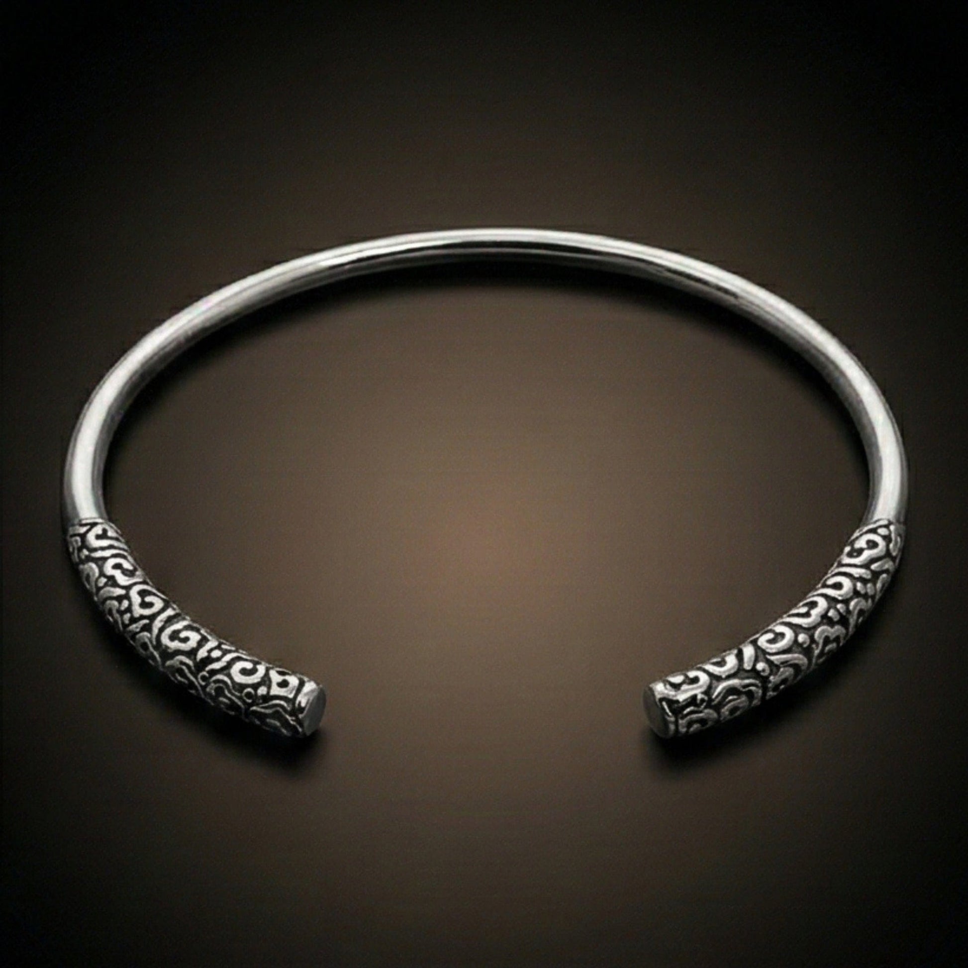 THE MEN THING Steel Bracelets VORTEX ENGRAVED - Pure Stainless Steel Open Bangle Bracelet (Adjustable) for Men & Boys