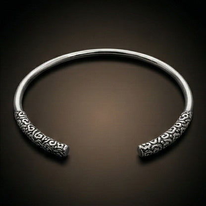 THE MEN THING Steel Bracelets VORTEX ENGRAVED - Pure Stainless Steel Open Bangle Bracelet (Adjustable) for Men & Boys
