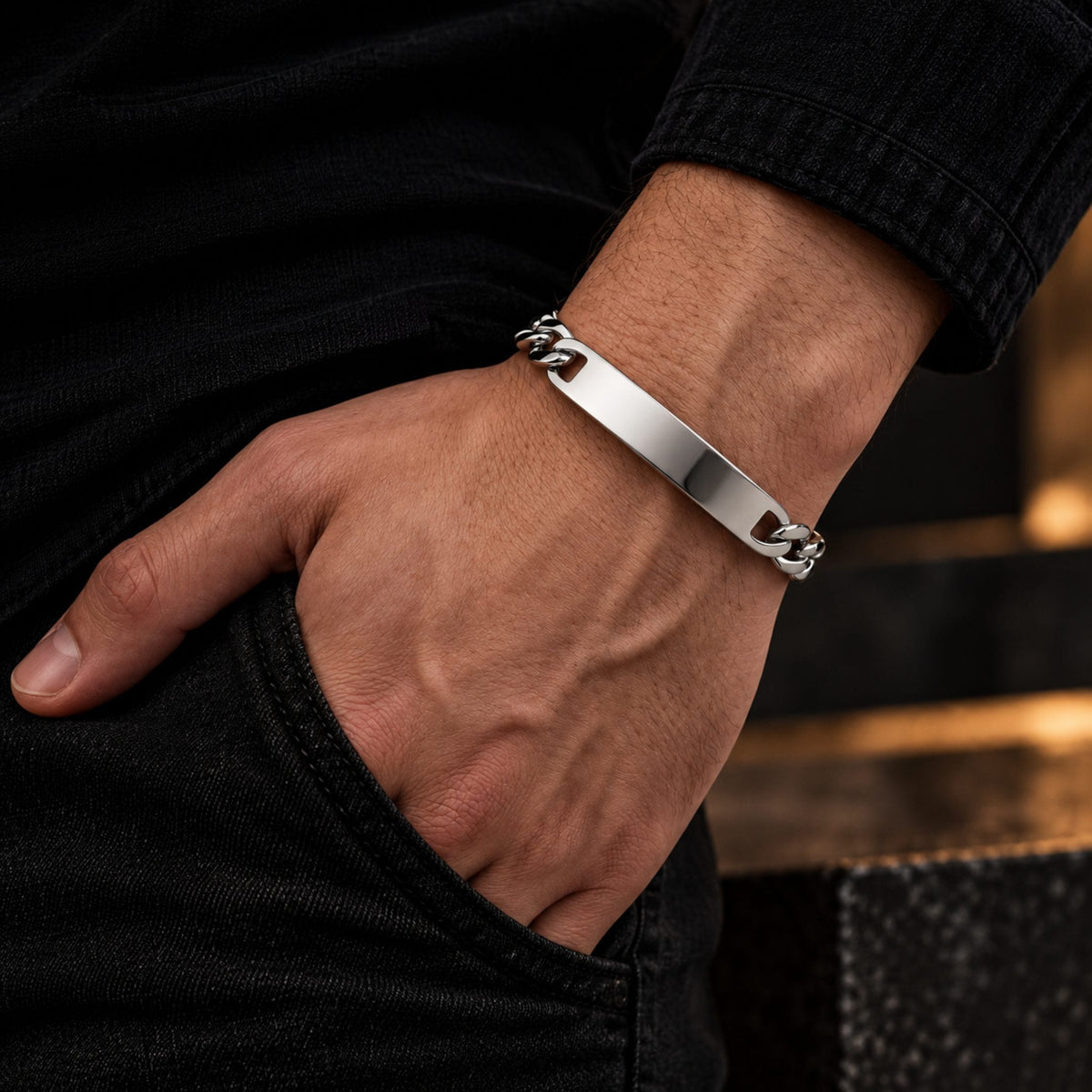 THE MEN THING Steel Bracelets VORTEX LINK - 46mm Titanium Steel Bracelet with Lobster Clasp for Men & Boy (8 inch)