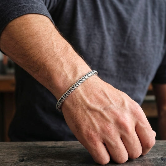 THE MEN THING Steel Bracelets WHEAT LINK - 5mm Titanium Steel Bracelet with S-Hook for Men & Boy 9 inch