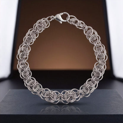 THE MEN THING Steel Bracelets WOLF BRAID SILVER - 8 inch Stainless Steel Bracelet with Lobster Claw for Men & Boys