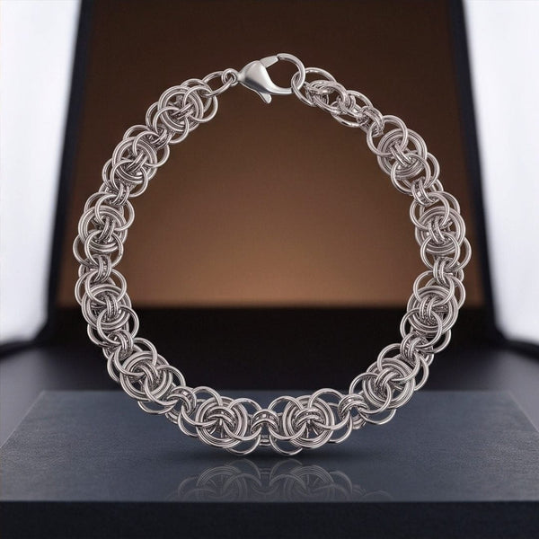 WOLF BRAID SILVER - 8 inch Stainless Steel Bracelet with Lobster Claw for Men & Boys