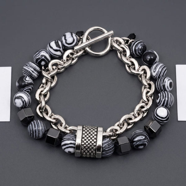 WOLF TRAIL GREY - Grey Beads Bracelet for Men & Boys (8 inch)