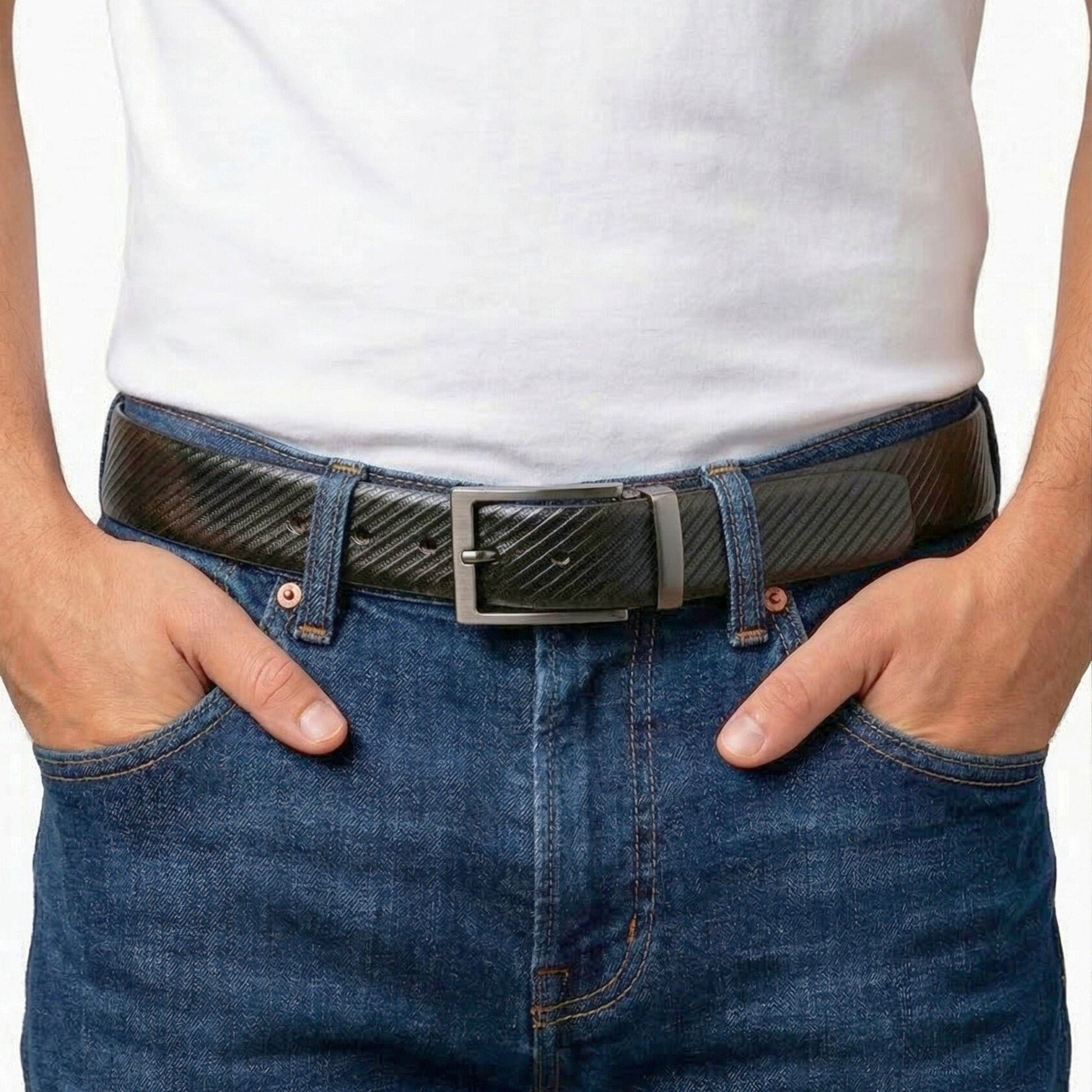 THE MEN THING STRYX BLACK - Premium Genuine Leather Reversible Belt for Men & Boys | Durable & Stylish for Everyday Wear
