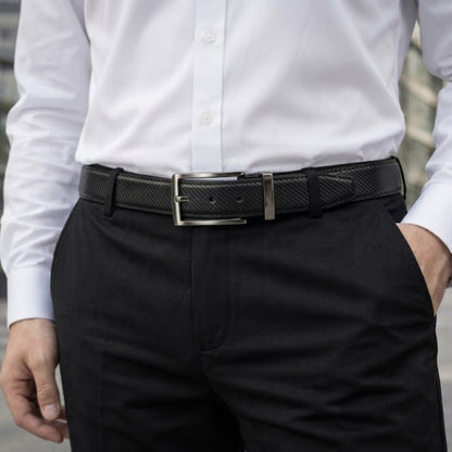THE MEN THING STRYX BLACK - Premium Genuine Leather Reversible Belt for Men & Boys | Durable & Stylish for Everyday Wear