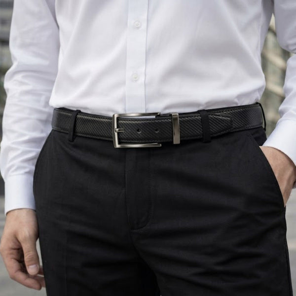 Mens Genuine Leather Belt | 2 in 1 Reversible (Black & Brown) (1 Pc.) - STRYX
