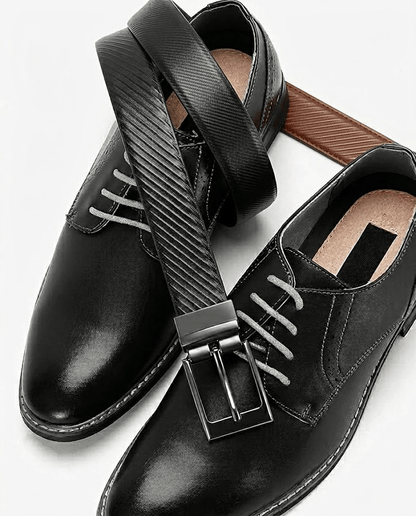 THE MEN THING STRYX BLACK - Premium Genuine Leather Reversible Belt for Men & Boys | Durable & Stylish for Everyday Wear