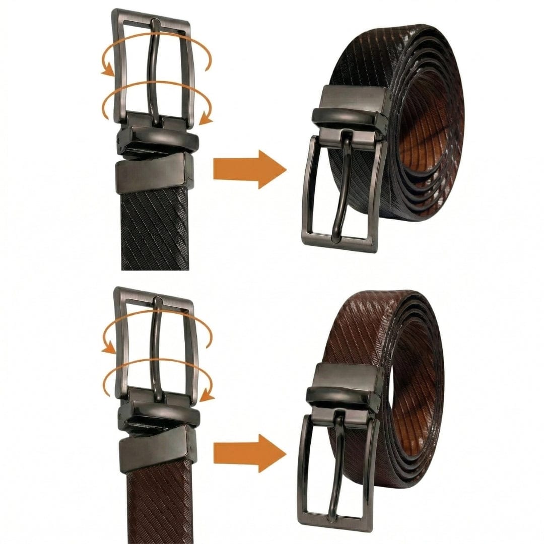 THE MEN THING STRYX BLACK - Premium Genuine Leather Reversible Belt for Men & Boys | Durable & Stylish for Everyday Wear