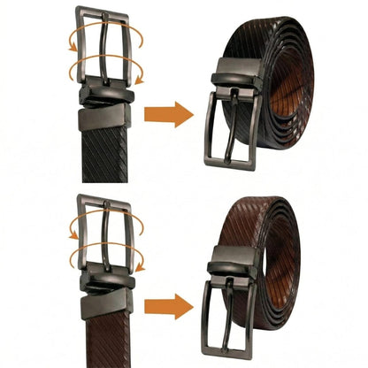 THE MEN THING STRYX BLACK - Premium Genuine Leather Reversible Belt for Men & Boys | Durable & Stylish for Everyday Wear