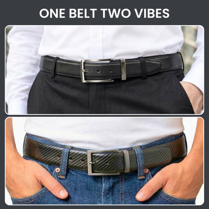 THE MEN THING STRYX BLACK - Premium Genuine Leather Reversible Belt for Men & Boys | Durable & Stylish for Everyday Wear
