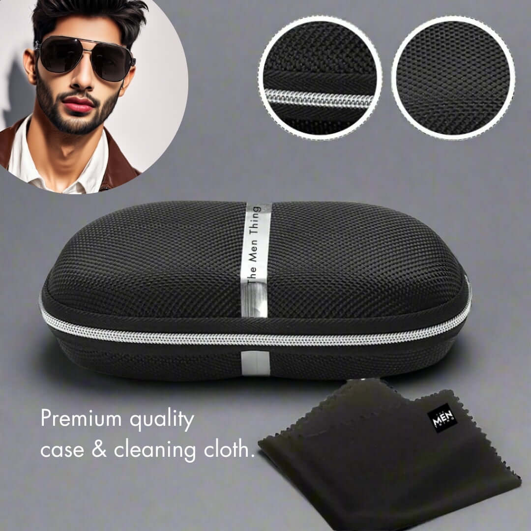 THE MEN THING Sunglasses 2105 DARK HEX -  Aviator  Style - HD Polarised Sunglasses for Men - UV400 Protection, Stainless Steel Frame