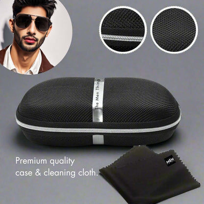 THE MEN THING Sunglasses 2105 DARK HEX -  Aviator  Style - HD Polarised Sunglasses for Men - UV400 Protection, Stainless Steel Frame