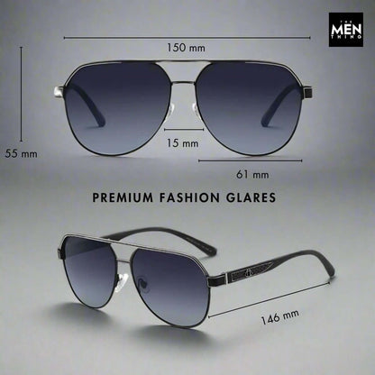 THE MEN THING Sunglasses 2105 DARK HEX -  Aviator  Style - HD Polarised Sunglasses for Men - UV400 Protection, Stainless Steel Frame