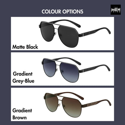 THE MEN THING Sunglasses 2105 DARK HEX -  Aviator  Style - HD Polarised Sunglasses for Men - UV400 Protection, Stainless Steel Frame