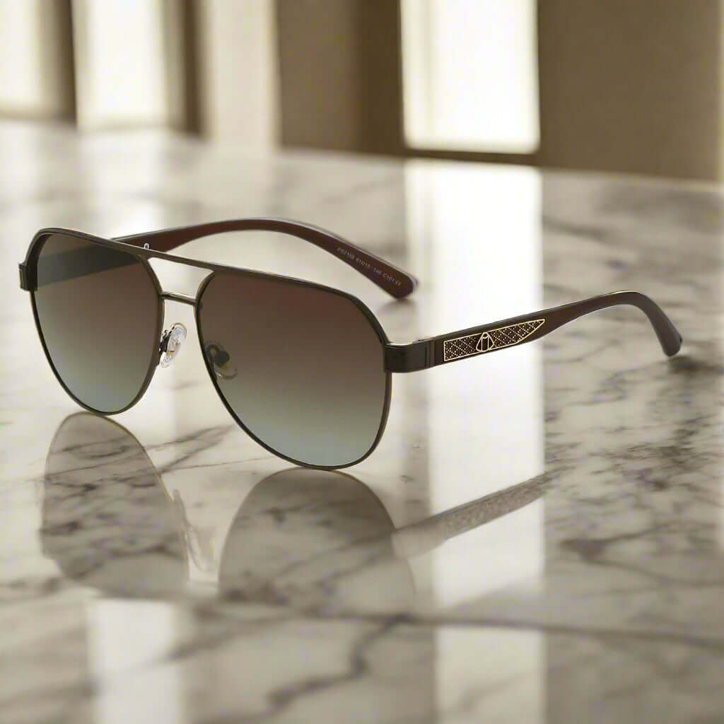 THE MEN THING Sunglasses 2105 DARK HEX -  Aviator  Style - HD Polarised Sunglasses for Men - UV400 Protection, Stainless Steel Frame