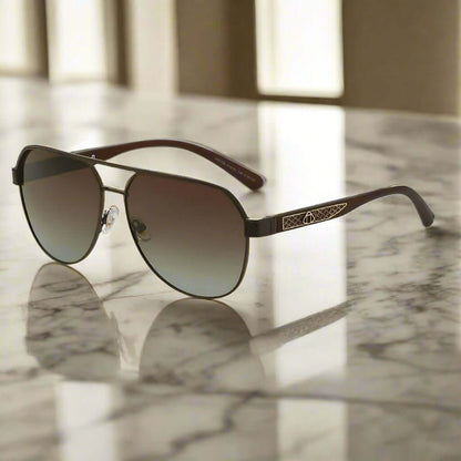 THE MEN THING Sunglasses 2105 DARK HEX -  Aviator  Style - HD Polarised Sunglasses for Men - UV400 Protection, Stainless Steel Frame