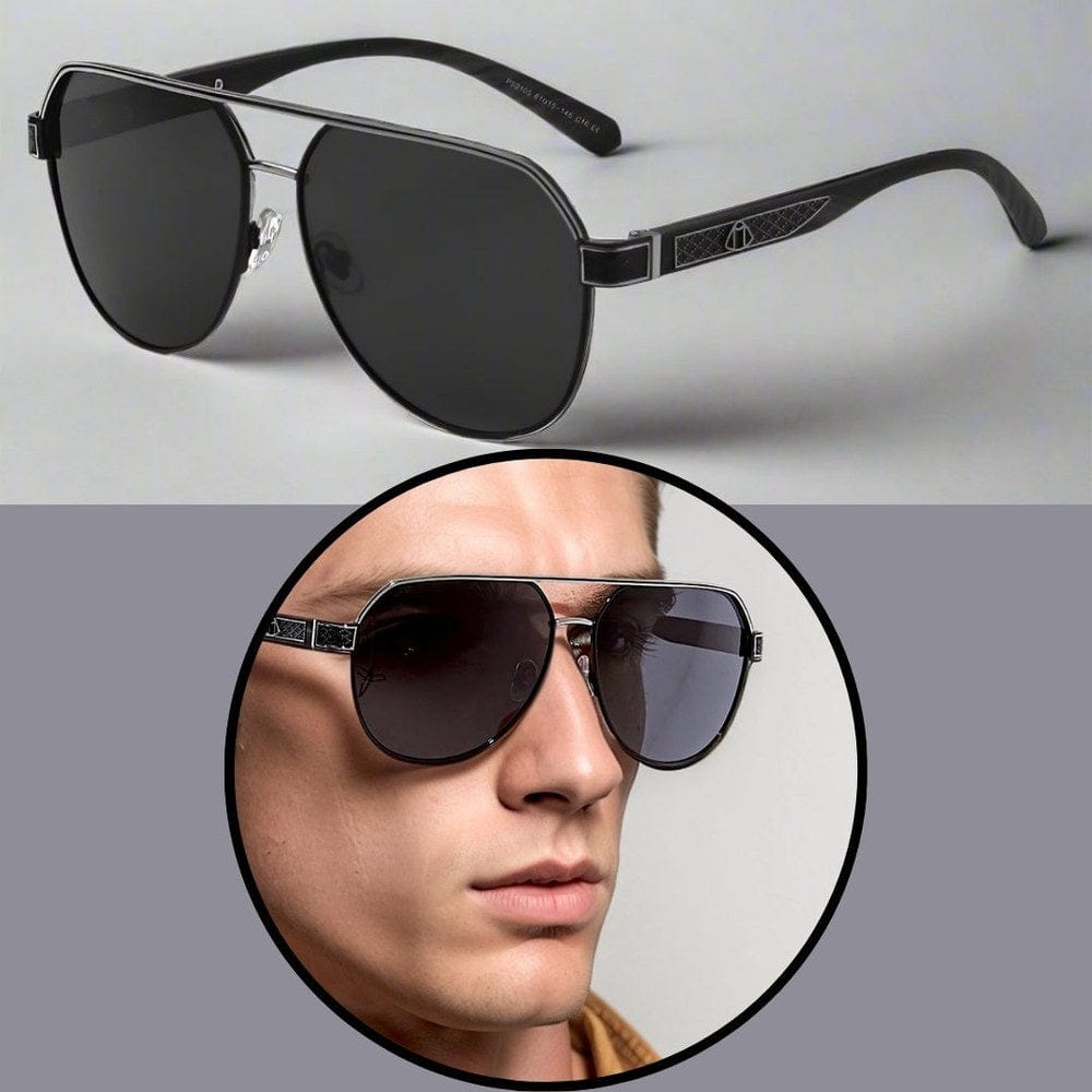 THE MEN THING Sunglasses 2105 DARK HEX -  Aviator  Style - HD Polarised Sunglasses for Men - UV400 Protection, Stainless Steel Frame