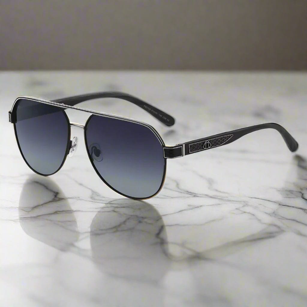 THE MEN THING Sunglasses 2105 DARK HEX -  Aviator  Style - HD Polarised Sunglasses for Men - UV400 Protection, Stainless Steel Frame