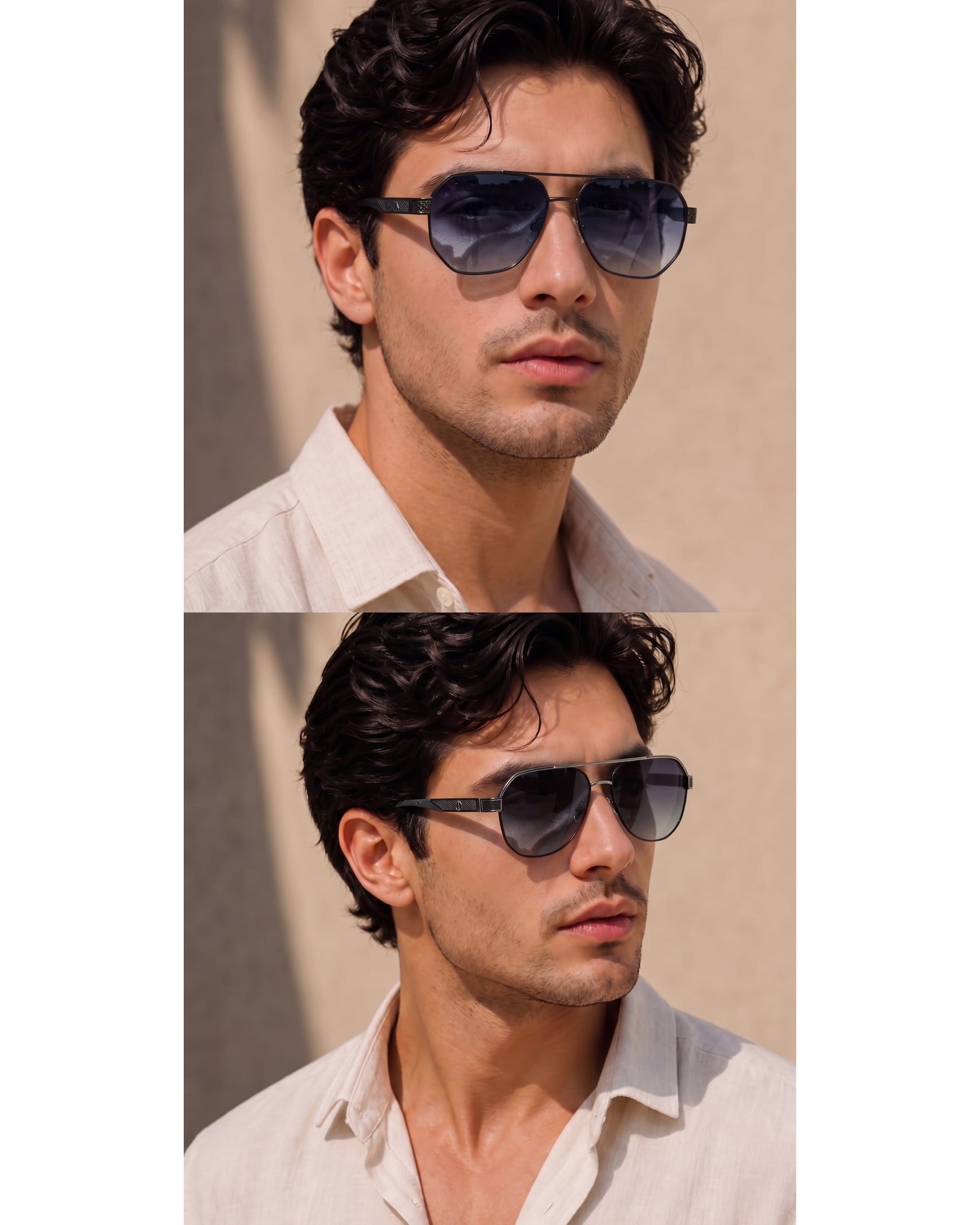 THE MEN THING Sunglasses 2105 DARK HEX -  Aviator  Style - HD Polarised Sunglasses for Men - UV400 Protection, Stainless Steel Frame