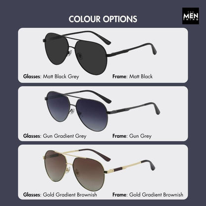 THE MEN THING Sunglasses 2107 SOLAR CREST - Aviator Style - HD Polarised Sunglasses for Men - UV400 Protection, Stainless Steel Frame