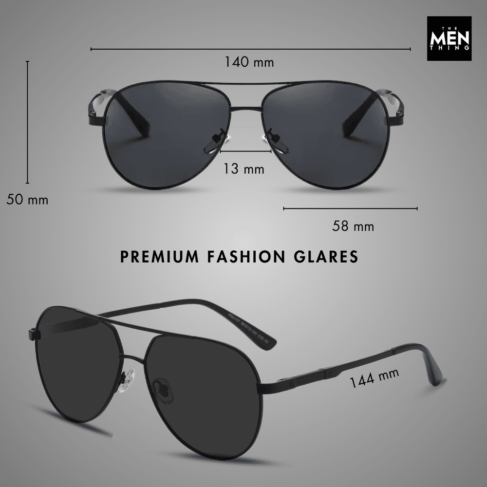 THE MEN THING Sunglasses 2107 SOLAR CREST - Aviator Style - HD Polarised Sunglasses for Men - UV400 Protection, Stainless Steel Frame