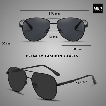THE MEN THING Sunglasses 2107 SOLAR CREST - Aviator Style - HD Polarised Sunglasses for Men - UV400 Protection, Stainless Steel Frame