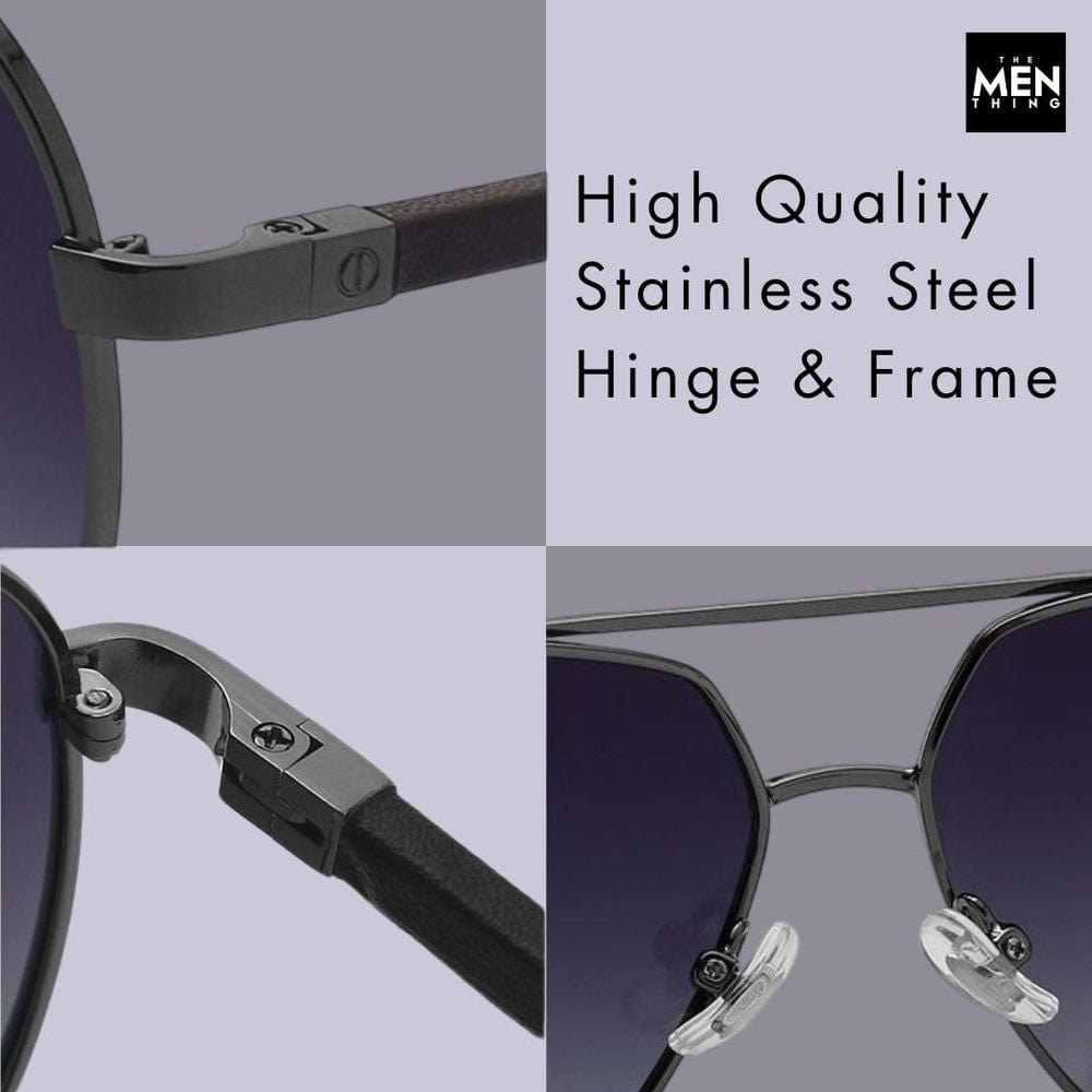 THE MEN THING Sunglasses 2107 SOLAR CREST - Aviator Style - HD Polarised Sunglasses for Men - UV400 Protection, Stainless Steel Frame
