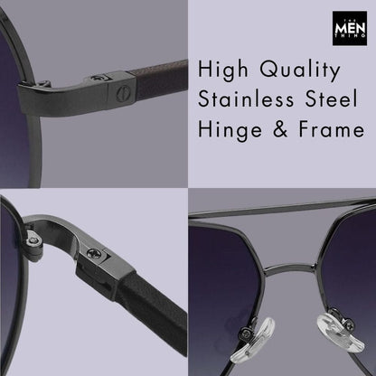 THE MEN THING Sunglasses 2107 SOLAR CREST - Aviator Style - HD Polarised Sunglasses for Men - UV400 Protection, Stainless Steel Frame