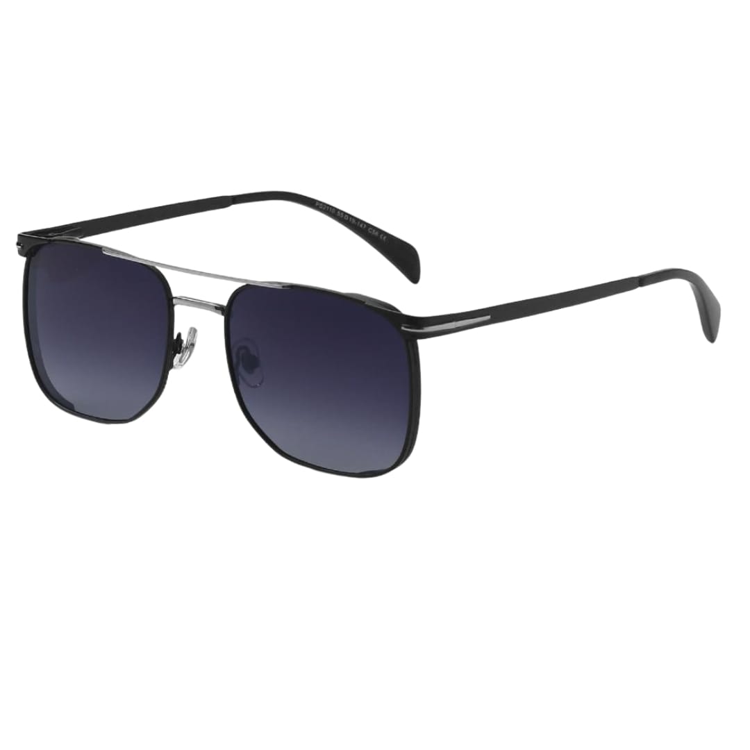 THE MEN THING Sunglasses 2110 MIDNIGHT EDGE  -  Square Aviator Style - HD Polarised Sunglasses for Men - UV400 Protection, Stainless Steel Frame