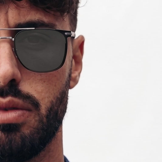 THE MEN THING Sunglasses 2110 MIDNIGHT EDGE  -  Square Aviator Style - HD Polarised Sunglasses for Men - UV400 Protection, Stainless Steel Frame
