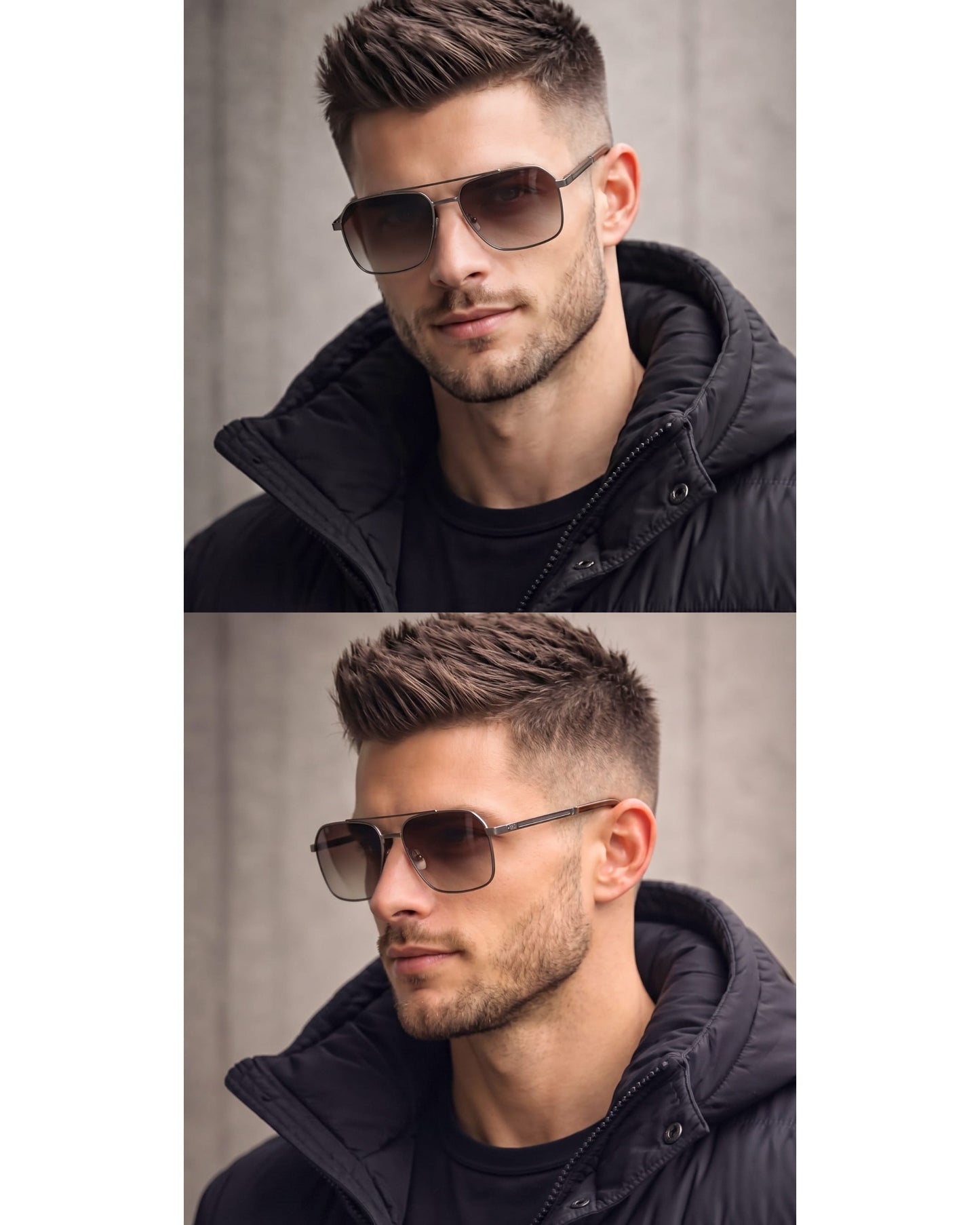 THE MEN THING Sunglasses 2124 BOLD HORIZON -  Rectangular Aviator  Style - HD Polarised Sunglasses for Men - UV400 Protection, Stainless Steel Frame