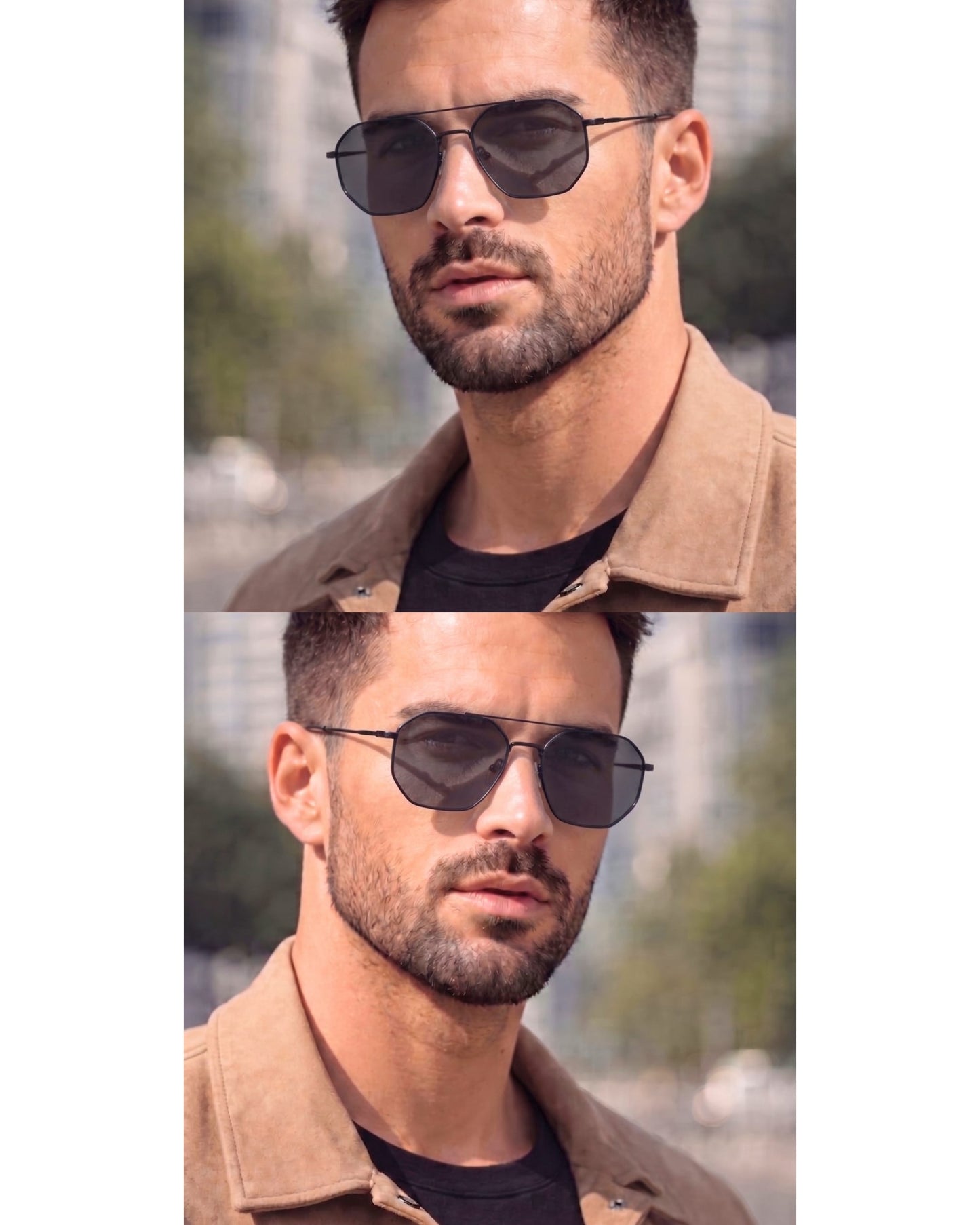 THE MEN THING Sunglasses 2131 - COSMIC FADE - HD Polarised Sunglasses for Men - UV400 Protection, Stainless Steel Frame - Black Grey