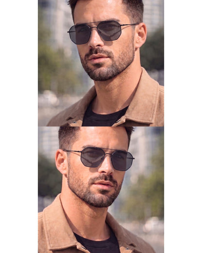 THE MEN THING Sunglasses 2131 - COSMIC FADE - HD Polarised Sunglasses for Men - UV400 Protection, Stainless Steel Frame - Black Grey