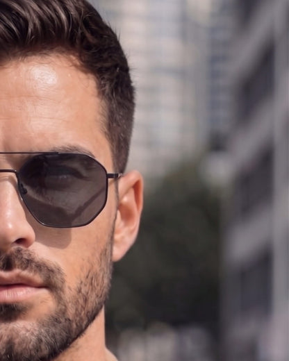 THE MEN THING Sunglasses 2131 - COSMIC FADE - HD Polarised Sunglasses for Men - UV400 Protection, Stainless Steel Frame - Black Grey