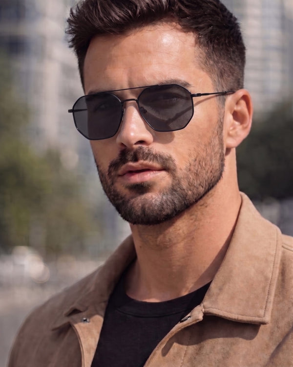 2131 - COSMIC FADE - HD Polarised Sunglasses for Men - UV400 Protection, Stainless Steel Frame - Black Grey