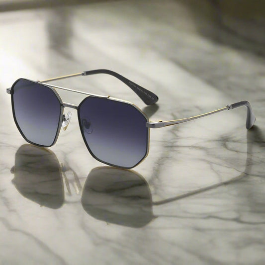 THE MEN THING Sunglasses 2131 - COSMIC FADE - HD Polarised Sunglasses for Men - UV400 Protection, Stainless Steel Frame - Gun Gradient Grey