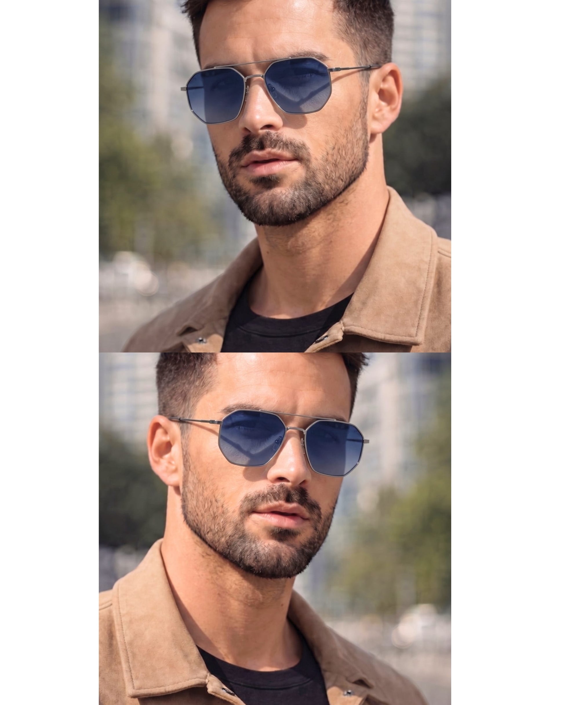 THE MEN THING Sunglasses 2131 - COSMIC FADE - HD Polarised Sunglasses for Men - UV400 Protection, Stainless Steel Frame - Gun Gradient Grey