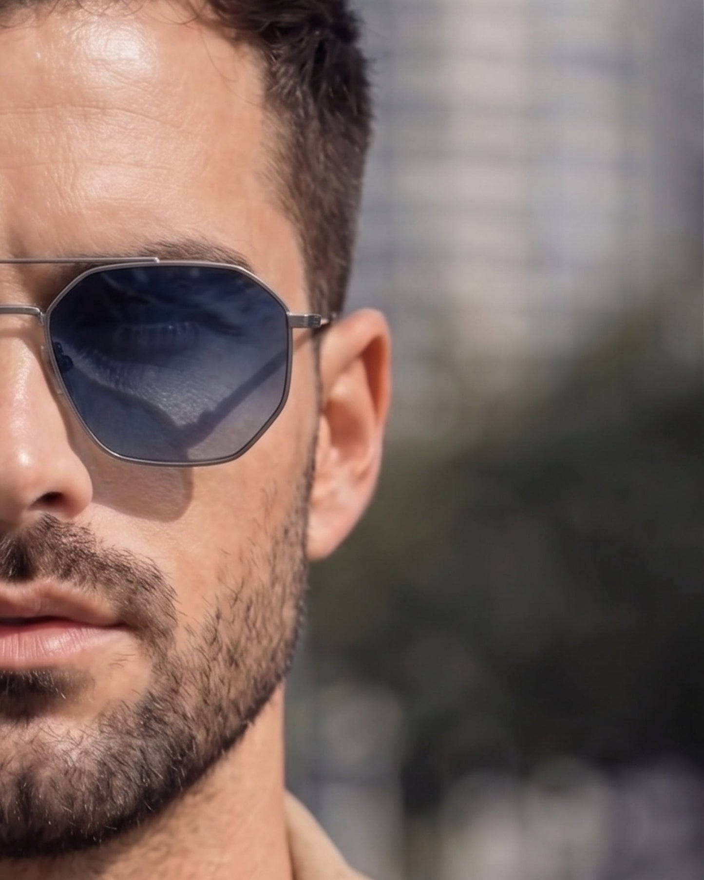 THE MEN THING Sunglasses 2131 - COSMIC FADE - HD Polarised Sunglasses for Men - UV400 Protection, Stainless Steel Frame - Gun Gradient Grey