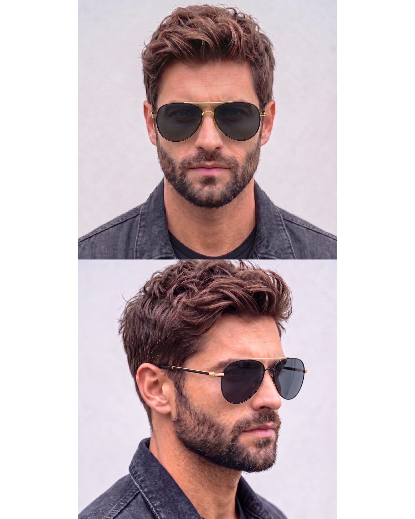 THE MEN THING Sunglasses 2139 - AERO SHADOW - HD Polarised Sunglasses for Men - UV400 Protection, Stainless Steel Frame - Gold Grey