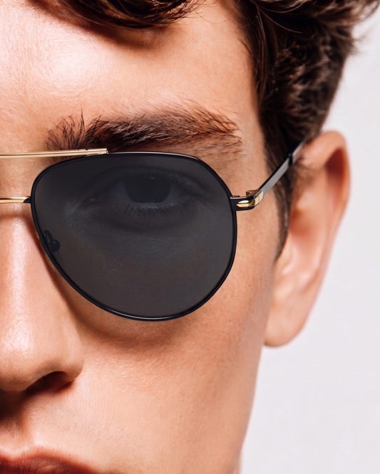 THE MEN THING Sunglasses 2139 - AERO SHADOW - HD Polarised Sunglasses for Men - UV400 Protection, Stainless Steel Frame - Gold Grey