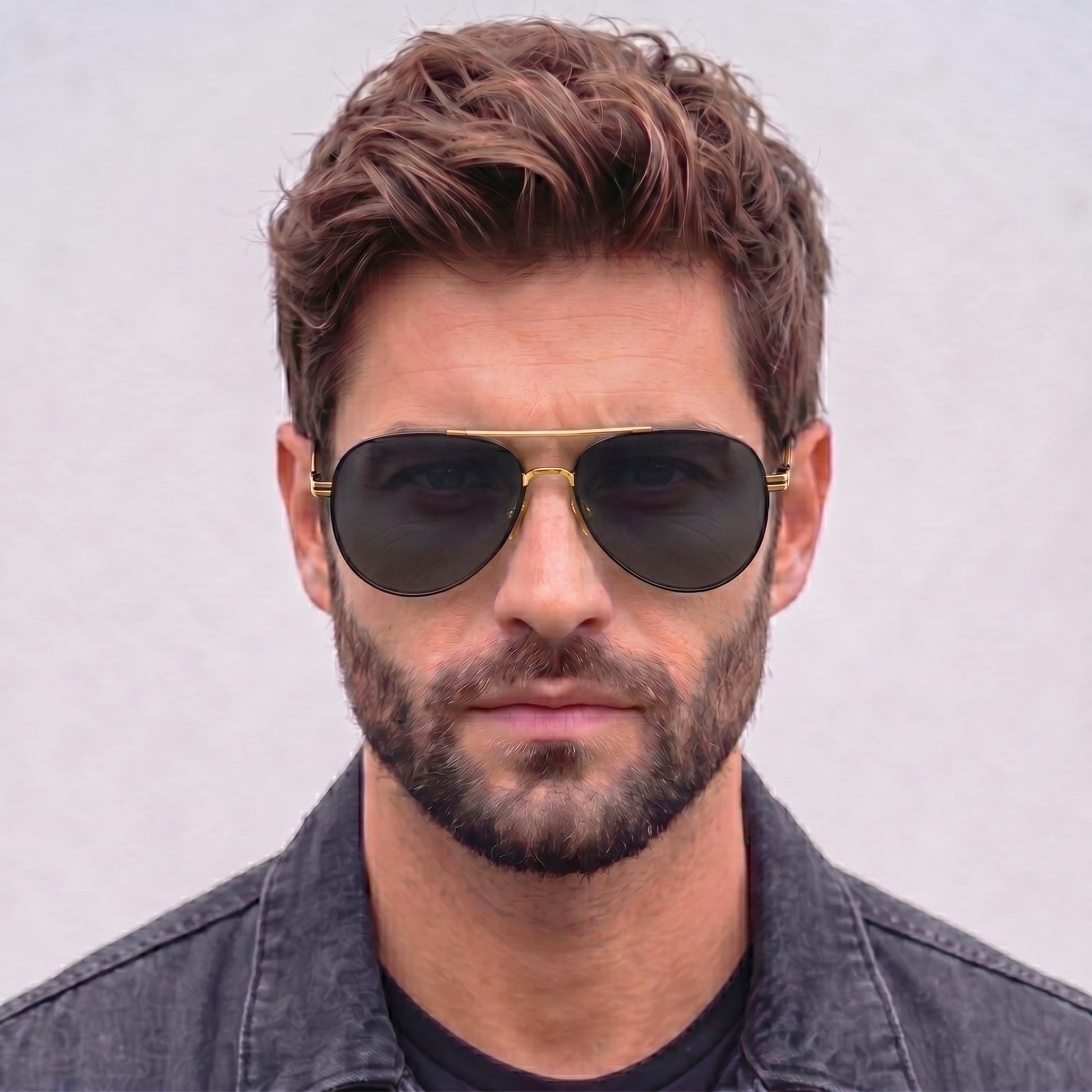 THE MEN THING Sunglasses 2139 - AERO SHADOW - HD Polarised Sunglasses for Men - UV400 Protection, Stainless Steel Frame - Gold Grey