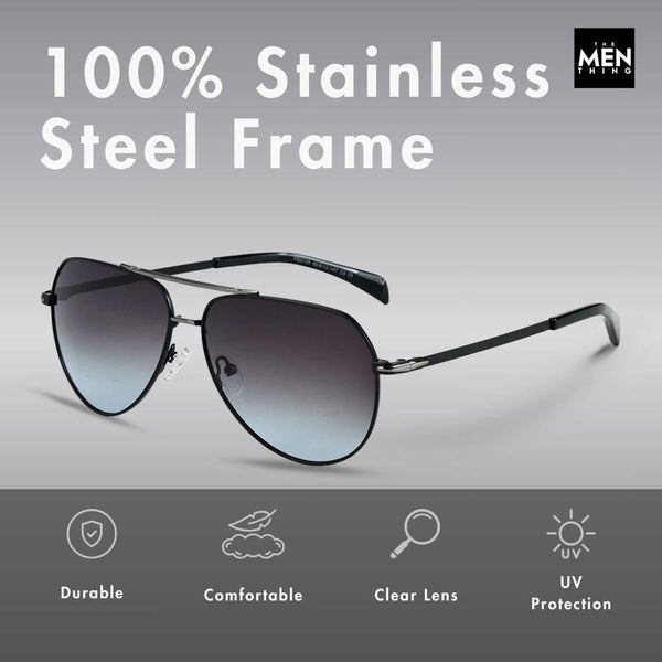 2139 - AERO SHADOW - HD Polarised Sunglasses for Men - UV400 Protection, Stainless Steel Frame - Gradual Blue Grey