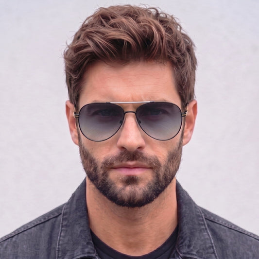 THE MEN THING Sunglasses 2139 - AERO SHADOW - HD Polarised Sunglasses for Men - UV400 Protection, Stainless Steel Frame - Gradual Blue Grey