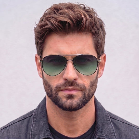 THE MEN THING Sunglasses 2139 - AERO SHADOW - HD Polarised Sunglasses for Men - UV400 Protection, Stainless Steel Frame - Gradual Grey Green
