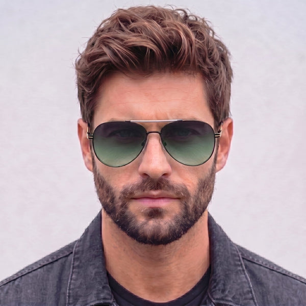 2139 - AERO SHADOW - HD Polarised Sunglasses for Men - UV400 Protection, Stainless Steel Frame - Gradual Grey Green