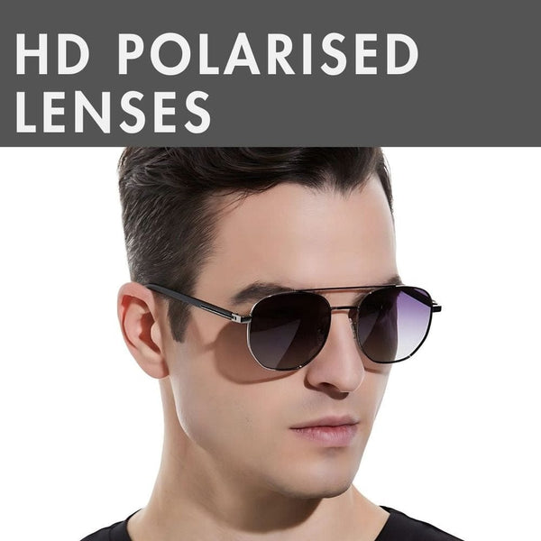 2141 - COBALT GLEAM - HD Polarised Sunglasses for Men - UV400 Protection, Stainless Steel Frame - Gradual Blue Grey