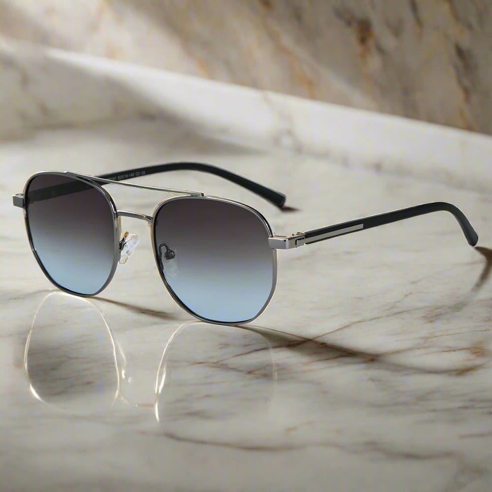 THE MEN THING Sunglasses 2141 - COBALT GLEAM - HD Polarised Sunglasses for Men - UV400 Protection, Stainless Steel Frame - Gradual Blue Grey