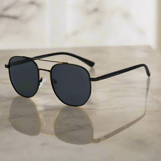 THE MEN THING Sunglasses 2141 - COBALT GLEAM - HD Polarised Sunglasses for Men - UV400 Protection, Stainless Steel Frame - Matt Black