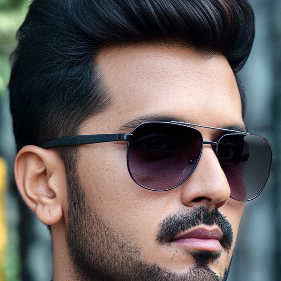 THE MEN THING Sunglasses 2148 - EBON OCTAGON - HD Polarised Sunglasses for Men - UV400 Protection, Stainless Steel Frame - Gradual Blue Grey