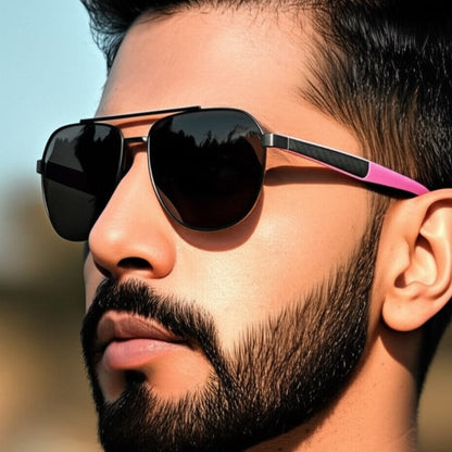 THE MEN THING Sunglasses 2148 - EBON OCTAGON - HD Polarised Sunglasses for Men - UV400 Protection, Stainless Steel Frame - Matt Black Grey